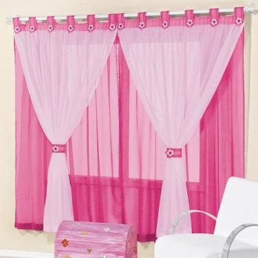 Imagem de Cortina Pink voal para bebê 2,00x1,70 varão simples Juvenil - EMPÓRIO 
