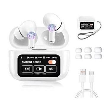 Imagem de Fone Bluetooth A9 Pro ANC Com Tela LCD Touch, Cancelamento de Ruído ANC, Bluetooth 5.4, Chamadas Binaurais