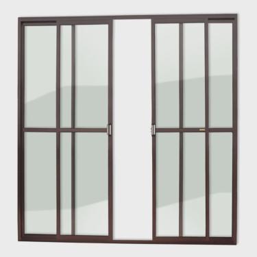 Imagem de Porta de Alumínio Balcão 210x240cm 4 Folhas com Vidro Liso Corten Super Brimak