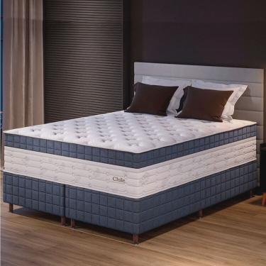 Imagem de Conjunto Colchão Duplo Molejo e Base Box King 78x193x203cm Chile Yescasa Azul