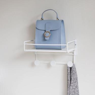 Imagem de Prateleira de Madeira com Ganchos Linha Slim Branco