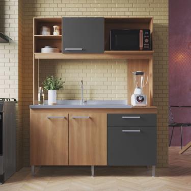 Imagem de Cozinha Compacta Beauty 4 Portas 1 Gaveta com Nichos e com Espaço Micro-ondas 151,5cm