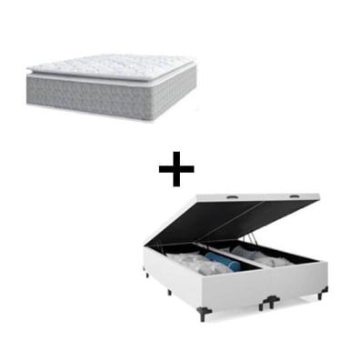Imagem de Cama Box Baú King 193 Tecido Sintético Branco Com Colchão Nazar Molas Ensacadas com Pillow Top - Bello Box - Conforto (Espuma da Nasa) Viscoeslástico