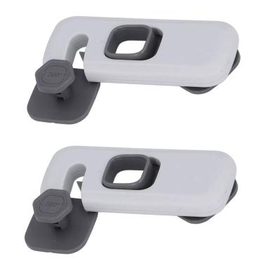 Imagem de Trava de Segurança Geladeira Gaveta Kit 2 unidades Bebe Criança Porta Armario Protege Evita Acitente Resistente Multiuso Fechadura