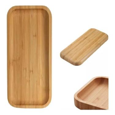 Imagem de Bandeja de Bambu Lavabo Decorativa Café Madeira 35cm - Saz