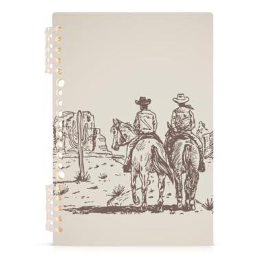 Imagem de XUWU Caderno espiral cowboy com anel circular removível para escritório universitário diário pautado A5 21 x 14,5 cm, 60 folhas