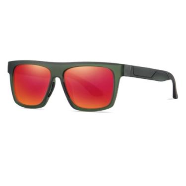 Imagem de VFDHN Óculos de sol masculino polarizado UV400 feminino armação camping pesca sombra (verde preto vermelho)