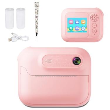 Imagem de Câmera de Impressão Instantânea Infantil, 48MP 1080p HD Câmera Digital 6x Zoom, Crianças Instantâneas de Impressão de Câmera Com Jogo de Mp3 para Presentes de Natal de (Rosy)