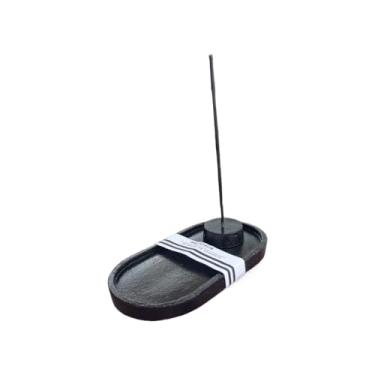 Imagem de Kit Porta-Incenso e Bandeja Oval Artesanal(PRETA)