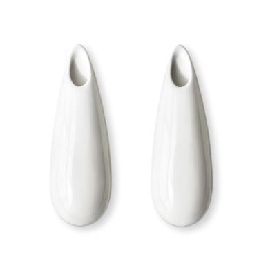 Imagem de Pacote com 2 vasos de parede de cerâmica branca, suporte de parede de 19 cm, suporte de plantas de parede para decoração moderna, vaso para plantas de interior, vasos de flores pendurados para vasos