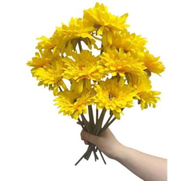 Imagem de Corkwaw 12 peças de margaridas artificiais gerbera, buquê de flores falsas de 33 cm para casamento, buquê de noiva, festa, casa e decoração de cozinha