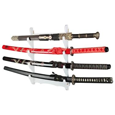 Imagem de Suporte de espada prateleira de exibição de espadas, suporte para espadas de 1 a 6 níveis, suporte para espadas de montagem na parede, suporte para exibição de espadas de samurais, cabide de parede pa