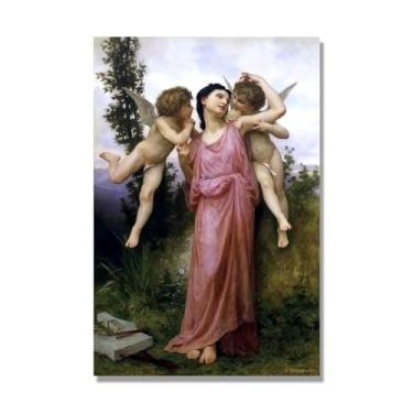 Imagem de NHLDZYH William Adolphe Bouguereau Impressões artísticas - Pintura de retrato - (palavras de gênero) - Pôster temático de mitologia grega - Pôster de decoração de parede vintage. Tela somente 60 x 90