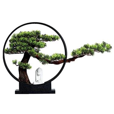 Imagem de Árvore artificial criativa bonsai artificial bem-vindo ornamentos de pinheiro bonsai simulação planta sala de estar decorações de entrada figura cerâmica ornamentos de buda exibição de mesa, decoração