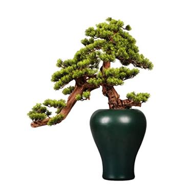 Imagem de Bonsai artificial com simulação de bonsai, árvore de pinheiro de boas-vindas artificial, usada para casa, sala de estar, quarto, decoração verde, planta de simulação, árvores de bonsai para escritório