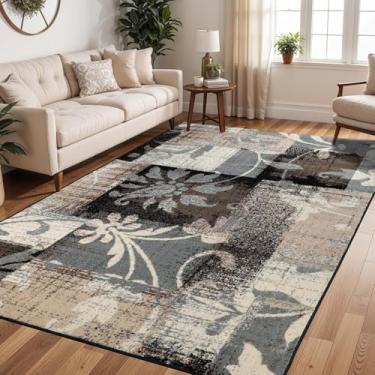 Imagem de SUPERIOR Tapete Pastiche Floral Patchwork Antiderrapante Interior Lavável Área Tapete, 3 m x 35 cm, Marrom