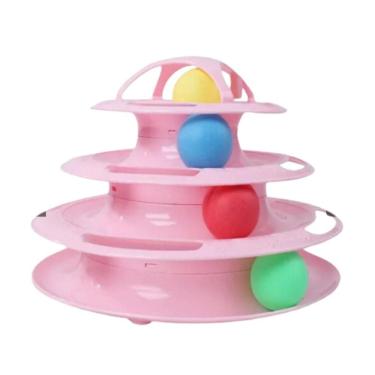 Imagem de Torre Interativa Para Gato Com Bolinhas Cor Rosa 4 Níveis