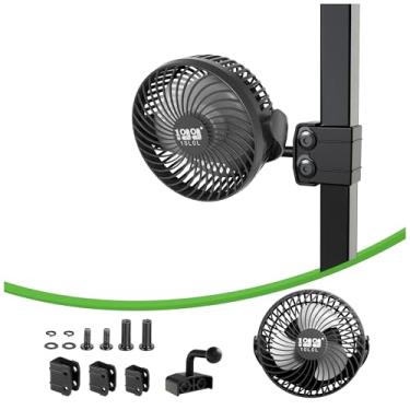 Imagem de 10L0L Ventilador universal de carrinho de golfe para Yamaha/EZGO/Club Car, suporte fixo ventilador rotativo de 360° graus, ajuste de 3 velocidades, suporte para carregamento reverso e iluminação de