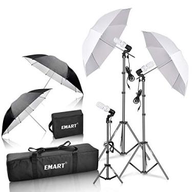 Imagem de EMART Umbrella Photography Lighting Kit with 700W CFL 5500K Bulbs,Soft Light Continuous Reflective Umbrella Lights Photography Kit for Portrait Studio Video Recording, Filming, Podcast