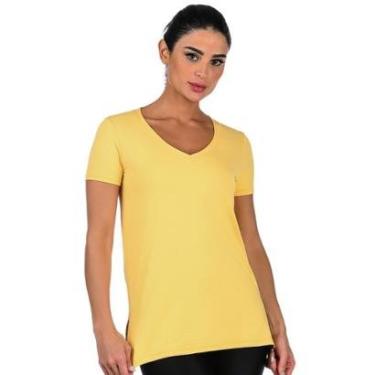 Imagem de Blusa Fitness Decote V Manga Curta Com Fenda Newtrip-Feminino