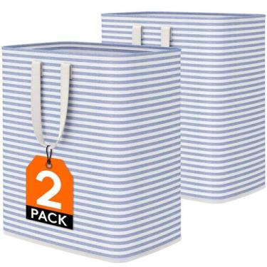 Imagem de Cesto de roupa suja Lifewit Large dobrável 2x100L azul, pacote com 2