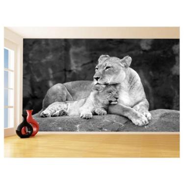 Imagem de Papel De Parede 3D Animais Leão Família Leoa 3,5M Anm501 - Você Decora