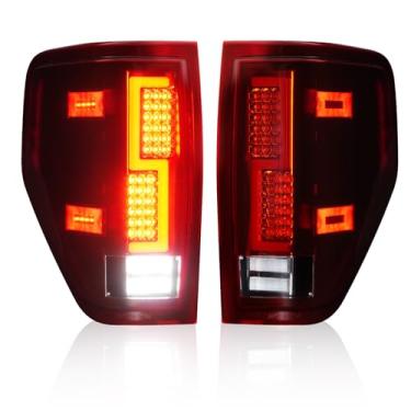 Imagem de Luzes traseiras de LED para Ford F150 2009 2010 2011 2012 2013 2014 (modelo de cama Fleetside), conjunto de lanterna traseira, lente vermelha com carcaça cromada, BL3Z13404AB, BL3Z13404B, BL3Z13405AB