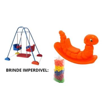Imagem de Kit baby 1 jund play duplo balanço + 1 gangorra  nhoca laranja que sup