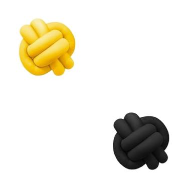 Imagem de Almofadas De Nó 28cm x 28cm Lindas Decorativas Sala Sofá Cama Cores (AMARELO E PRETO)