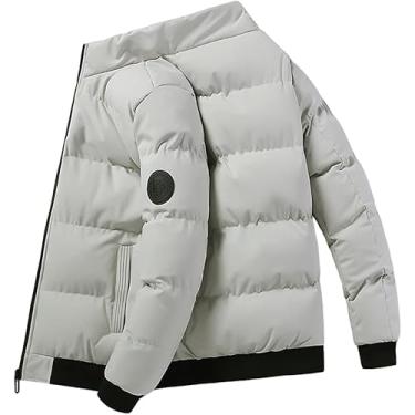 Imagem de Jaqueta De Suor Masculina Moderna Urbana Regular Solta Fofa De Cor Sólida Jaqueta Outono Com Capuz Espessamento à Prova De Vento Esqui Ao Ar Livre Quente, F-Khaki, L