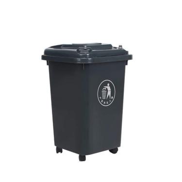 Imagem de Lixeira Com Rodas Lixeira Cinza Comercial Para Áreas Externas Quadrada Com Tampa Lixeira De Cozinha Lixeira Espessa Para Áreas Internas/externas