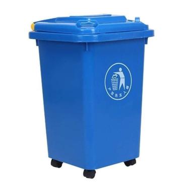 Imagem de Lixeira Shopping Lata Lixo Com Rodas Lata Lixo Externa Fácil Mover Caixa Lixo Doméstica Espessa Latas Lixo Internas/externas(Blue,30L)