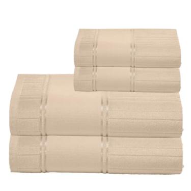 Imagem de Kit 2 Toalhas De Banho E 2 Rosto Para Pintar Artesanalle – Jogo de Toalhas Premium 2 Peças com Barra para Pintar ou Bordar em Máquina – Diversas Cores (Bege)