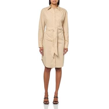 Imagem de BOSS Vestido feminino de algodão popeline, Areia macia, 34