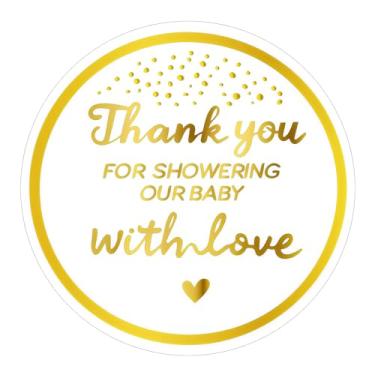 Imagem de Cwzidyq Adesivos Thank You 5 cm, 120 peças de adesivos "Thanks for Celebrating with U", etiquetas redondas douradas autoadesivas para casamento, selos de envelope, lembrancinhas de festa (ouro, com