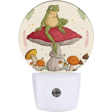 Imagem de EMXION Grande Luz Noturna De Cogumelo, Sapo Desenho Animado, Conecte Na Parede, Lâmpada Led Com Sensor Automático Do Anoitecer Ao Amanhecer Para Quartos/Cozinhas/Banheiros/Corredores, Economia Energ