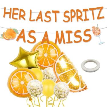 Imagem de Faixa Her Last Spritz As A Miss Banner, Aperol Spritz Bridal Shower Party Decorations, Love at First Spritz Decorações para despedida de solteira, chá de panela, suprimentos de festa de noivado