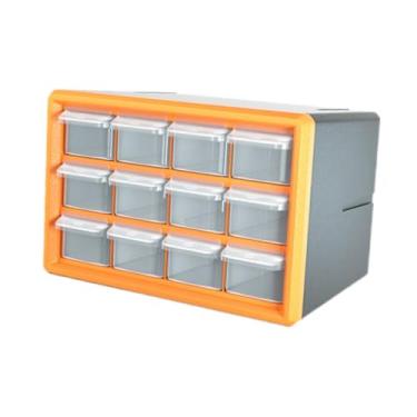 Imagem de Fenteer 12 Gavetas Peças de Armazenamento Peças Organizador de Hardware Prático com Divisórias para Componentes Eletrônicos Contas Loja de Maquiagem, Laranja