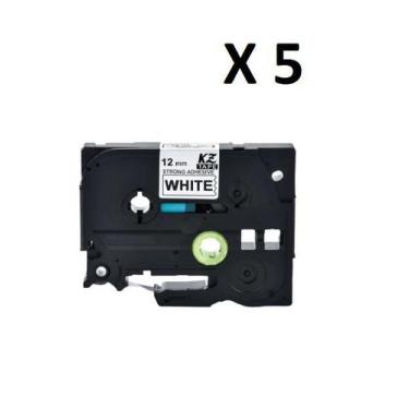 Imagem de Kit 5 Fitas Strong Compatível Brother Tze-S231 Branca 12mm - Genérica 