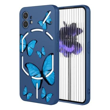 Imagem de KOARWVC Capa de telefone para Nothing Phone 1, capas A063 com design de padrão de borboleta fofa fina protetora macia TPU para celular 1 borboleta azul