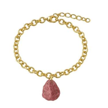 Imagem de Pulseira de Rodonita - Cristal Natural, Banho Ouro 18k