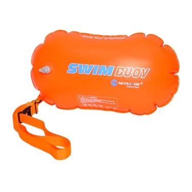 Imagem de simhoa Boia de natação para nadadores em águas abertas, boia inflável portátil com cinto ajustável, bolsa seca inflável para caiaques, Laranja