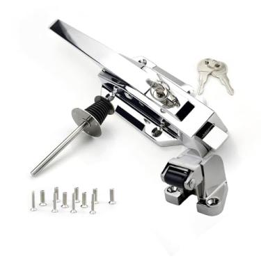 Imagem de YKPPKY Maçaneta da porta do refrigerador Walk-in - Kit resistente de travas de porta de freezer com chave e haste de metal sólido, deslocamento de -1/20.3 cm a 1/10.2 cm (nivelado) e maçaneta de porta