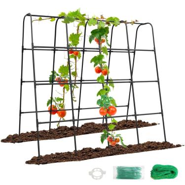 Imagem de GOJAWAY Treliça De Pepino 63" Para Canteiros Elevados, Arco Metal Plantas Trepadeiras Jardim Ao Ar Livre, Estrutura Suporte Jardinagem Em Formato U Vegetais, Flores, Frutas E Videiras