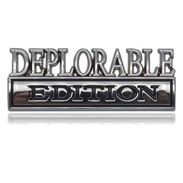 Imagem de GeeGeeTop Emblema universal edição deplorável adesivo de substituição para carro caminhão SUV compatível com Ford F150 Jeep Dodger Chevrolet Badge porta-malas de grade frontal para capô (prata + preto)