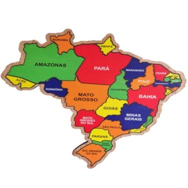 Imagem de Quebra-Cabeça Mapa do Brasil em MDF Educativo 26 Peças