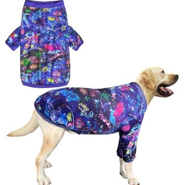 Imagem de Camisa para cães grandes Neon Space Shirt Glow in The Dark Pijama para cães médios e grandes 3GG, Spaceman