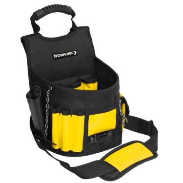 Imagem de Cinto Porta Ferramentas Profissional com Alça Removível, Bolsos Internos e Externos, Tecido Resistente, Ideal para Eletricistas e Montadores