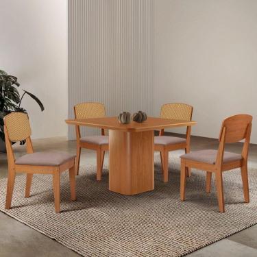 Imagem de Mesa De Jantar Eloise 90cm Tampo Mdf 4Cadeiras Moderna