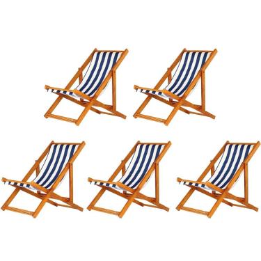 Imagem de Kit 5 Cadeiras Espreguiçadeira Preguiçosa Dobrável Mel Sem Braço
